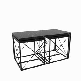 Hanah Home Defne - Black Marble Conjunto de mesa de centro Negro